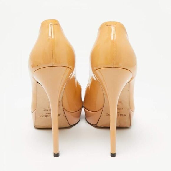 JIMMY CHOO Peep Toe Heel, Beige Size 38 Euro, 7 USA - Picture 2 of 9